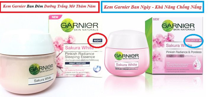 Bộ Kem dưỡng trắng Thái Lan Garnier gồm 2 hũ- Kem Ban Đêm và Kem Ban Ngày
